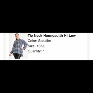 Tie neck houndstooth blouse